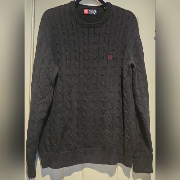 Men's Chaps North Coast Cable Knit Sweater. Navy Blue. Size Large. - Picture 1 of 9